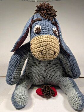 Handmade Eeyore Winnie the Pooh Crochet Plush Donkey Blue Gray Stuffed Animal